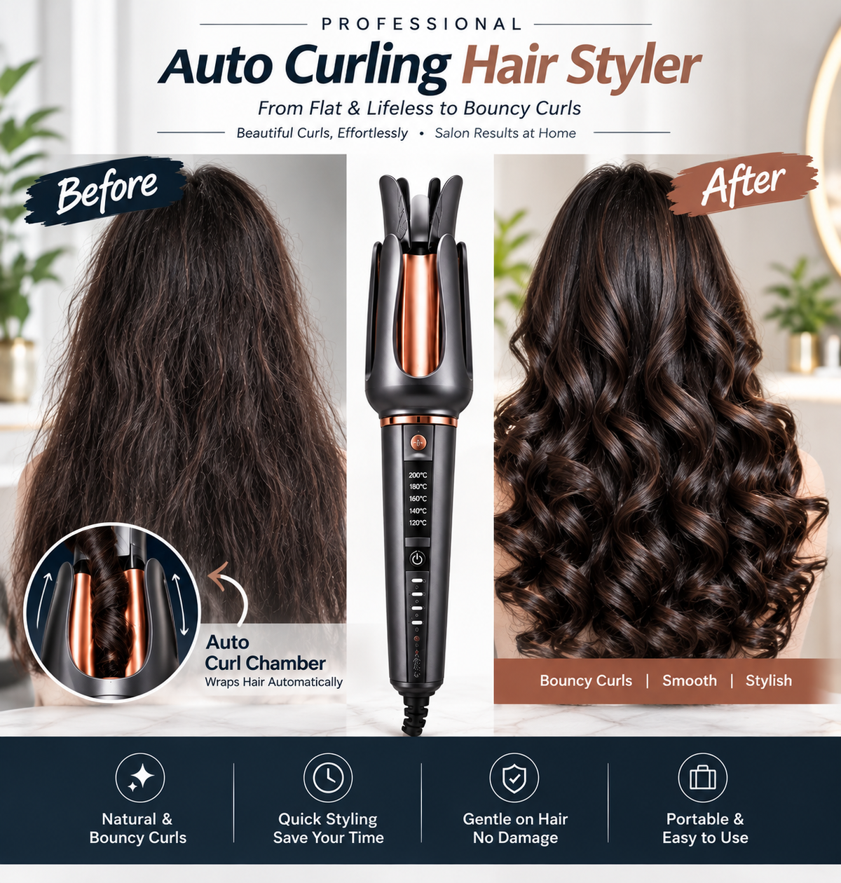 Automatic Hair Curler One Click Salon Style Curls in Minutes