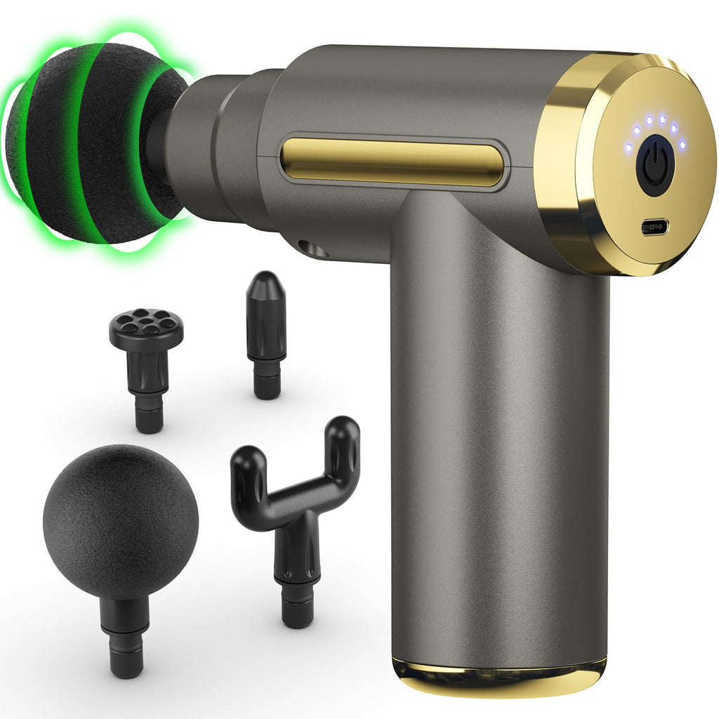 Massage Gun Deep Tissue for Pain Relief with 4 Massage Heads & 6 Speeds, Electric Mini Handheld Body Massager for Any Pain Relief